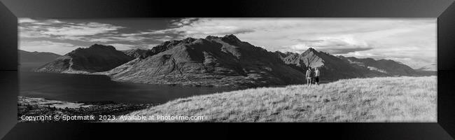 Lake Wakatipu panoramic adventure couple New Zealand outdoor Framed Print by Spotmatik 