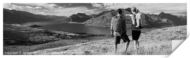 Panorama The Remarkables Otago young adventure couple vacation Print by Spotmatik 