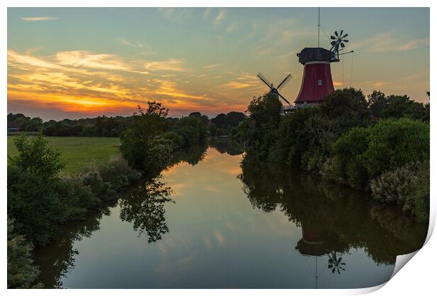 Windmill in the evening Print by Thomas Schaeffer