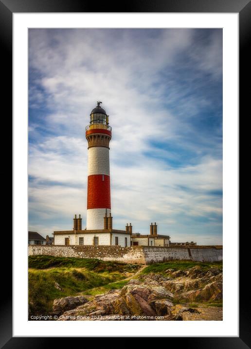 Buchanness Lighthouse Framed Mounted Print by Charles Bruce