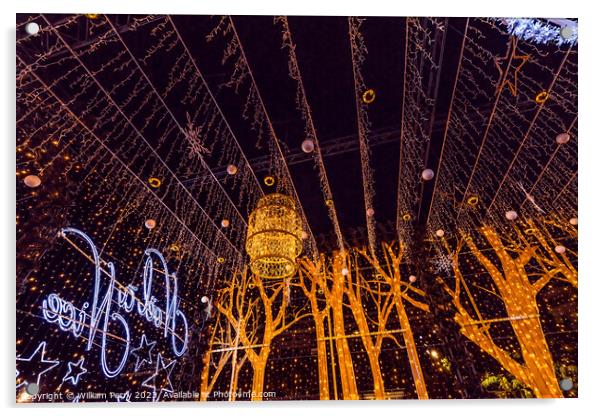 Christmas Star Lights Decorations Illuminated Exhibit Cityscape  Acrylic by William Perry