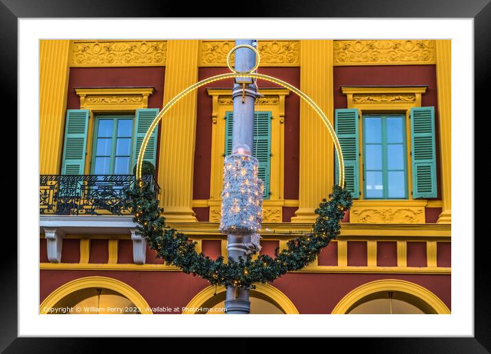 Christmas Candle Decorations Street Cityscape Nice France Framed Mounted Print by William Perry