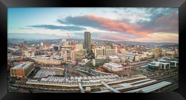 Sheffield Skyline Sunrise Framed Print by Apollo Aerial Photography