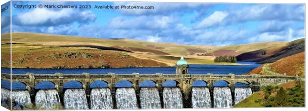 Majestic Craig Goch Dam Overflowing Canvas Print by Mark Chesters