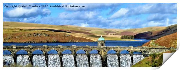 Majestic Craig Goch Dam Overflowing Print by Mark Chesters