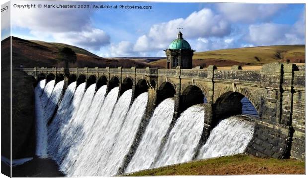 Majestic Overflowing Craig Goch Dam Canvas Print by Mark Chesters