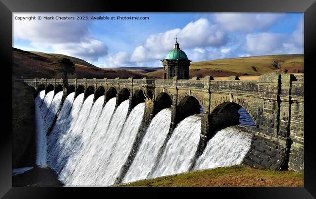 Majestic Overflowing Craig Goch Dam Framed Print by Mark Chesters