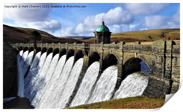 Majestic Overflowing Craig Goch Dam Print by Mark Chesters