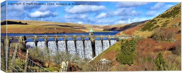 Majestic Overflowing Craig Goch Dam Canvas Print by Mark Chesters