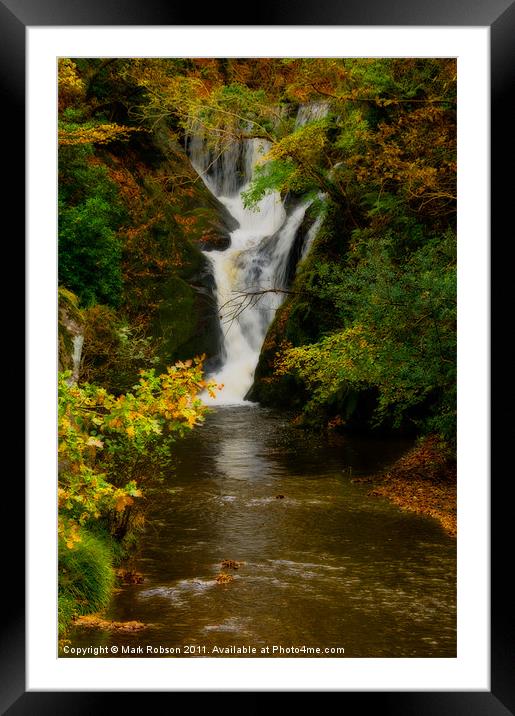 Autumn Falls Framed Mounted Print by Mark Robson