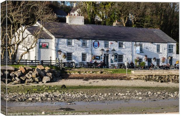 Historic Pub in Red Wharf Bay Anglesey Canvas Print by Pearl Bucknall
