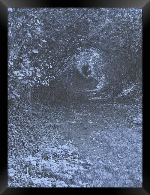Dark Lane at Night. Framed Print by Heather Goodwin