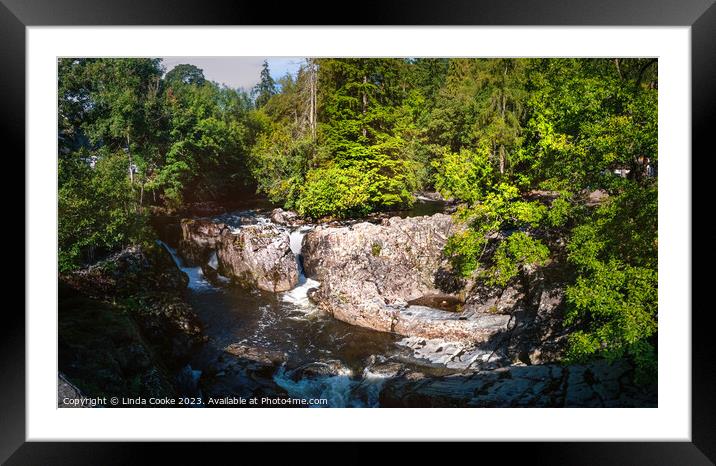 Waterfalls at Betws-y-Coed in Wales Framed Mounted Print by Linda Cooke