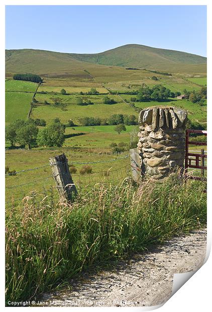 Gatepost in the Sperrin Mountains Print by Jane McIlroy