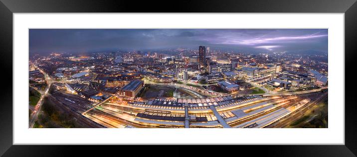 Sheffield Lighting Strike Framed Mounted Print by Apollo Aerial Photography