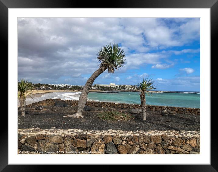 Tropical Serenity: Lanzarote's Wind-Kissed Coastli Framed Mounted Print by Holly Burgess