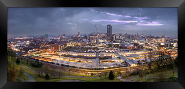 Sheffield Skyline Lightning Framed Print by Apollo Aerial Photography