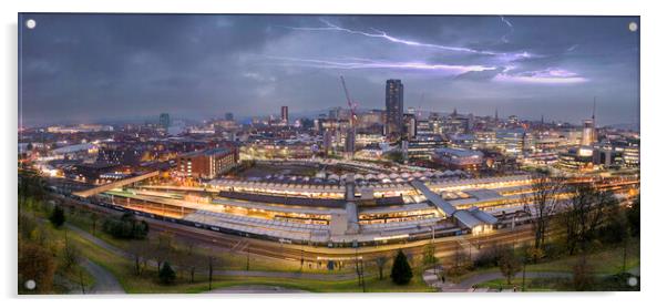 Sheffield Skyline Lightning Acrylic by Apollo Aerial Photography