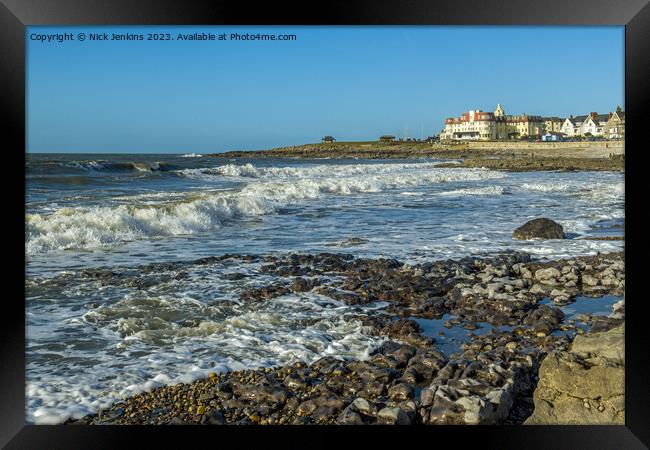 Porthcawl Coast on a Breezy Winter day in January  Framed Print by Nick Jenkins