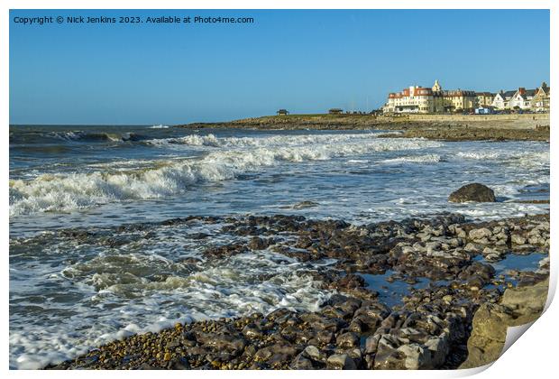 Porthcawl Coast on a Breezy Winter day in January  Print by Nick Jenkins
