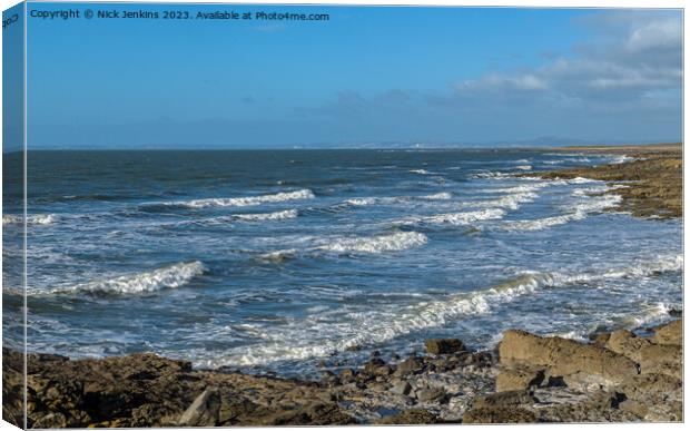 A view across Rest Bay Porthcawl on a breezy cold January winter day Canvas Print by Nick Jenkins
