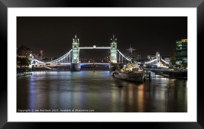 Tower Bridge and HMS Belfast Framed Mounted Print by Ian Mortlock