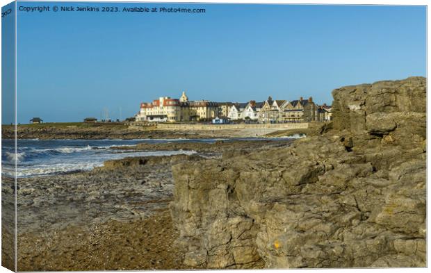 Looking Across Porthcawl Beach on a Cold Winter Day Canvas Print by Nick Jenkins