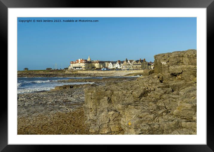 Looking Across Porthcawl Beach on a Cold Winter Day Framed Mounted Print by Nick Jenkins