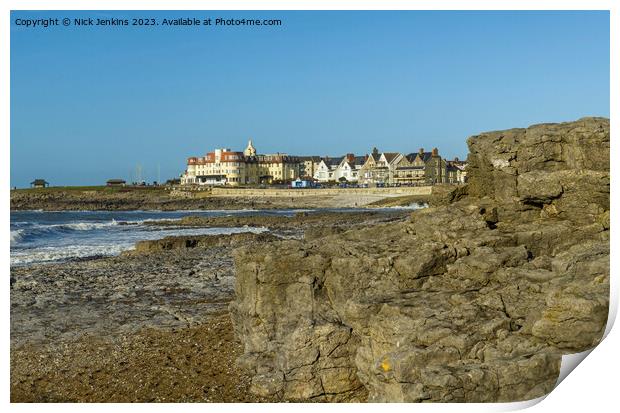 Looking Across Porthcawl Beach on a Cold Winter Day Print by Nick Jenkins