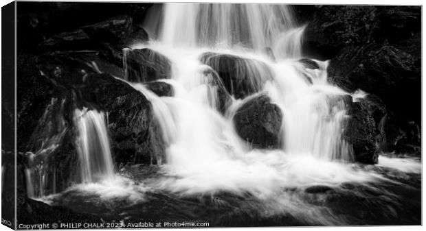 Ladore waterfalls in black and white 866 Canvas Print by PHILIP CHALK