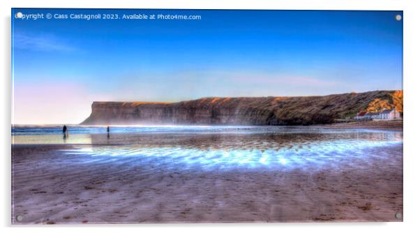 The 'Electric' Blue Hour - Saltburn-by-the-Sea Acrylic by Cass Castagnoli