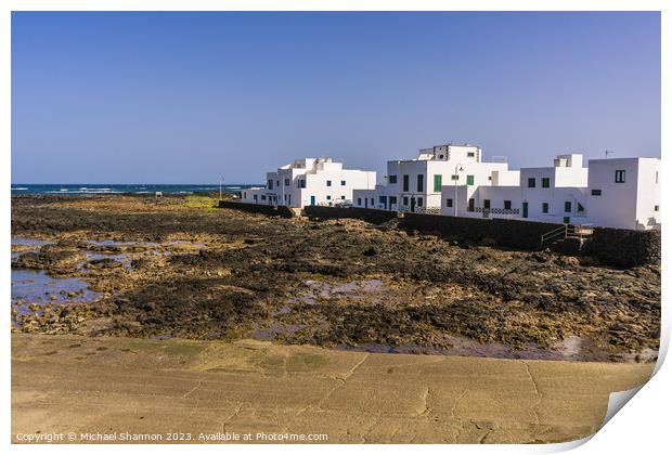 Beachfront houses, Orzola, Northern Lanzarote. Print by Michael Shannon