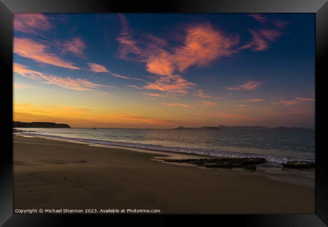 Early morning light at Papagayo beach, Lanzarote. Framed Print by Michael Shannon