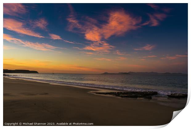 Early morning light at Papagayo beach, Lanzarote. Print by Michael Shannon