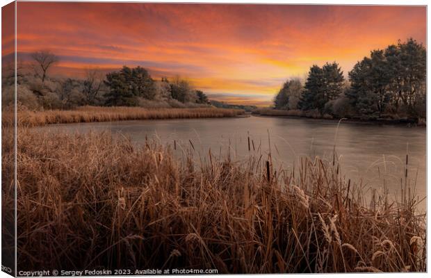 Forest lake at sunset. Canvas Print by Sergey Fedoskin