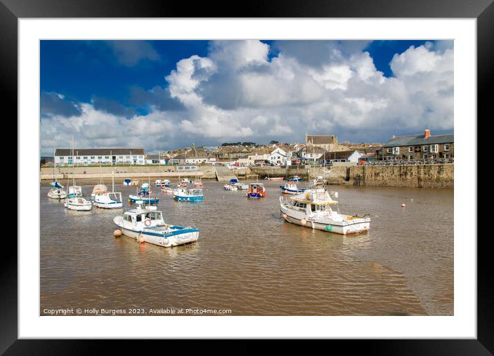 'Quaint Dorset Harbour: A Fisherman's Haven' Framed Mounted Print by Holly Burgess