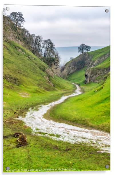 Cave Dale Icy Path Castleton Derbyshire Acrylic by Craig Yates