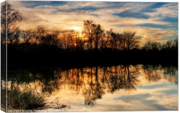 Winter Sunset Reflection. Canvas Print by Craig Yates