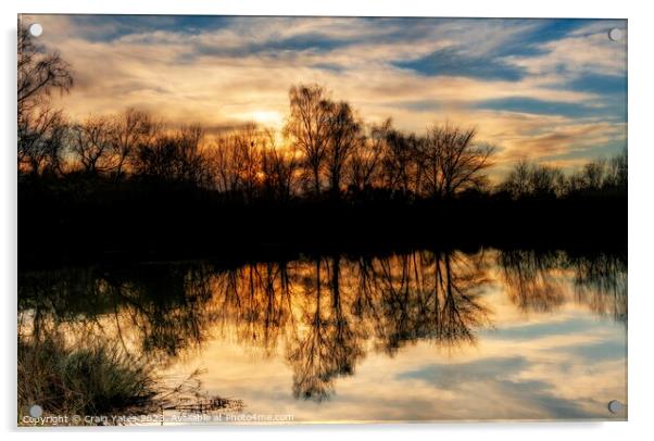 Winter Sunset Reflection. Acrylic by Craig Yates