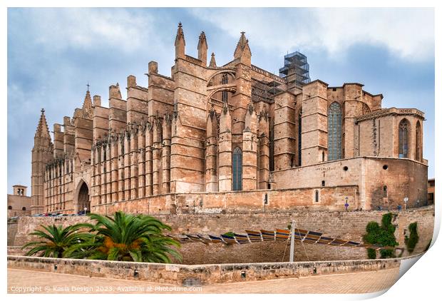 Magnificent Gothic Cathedral of Palma de Majorca Print by Kasia Design