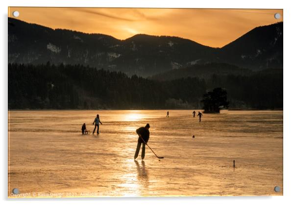 Enjoying frozen Lake at Sunset, Bavaria Acrylic by Kasia Design