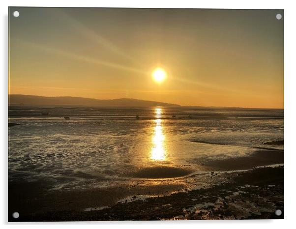 Sunset over Dee Estuary  Acrylic by Gemma De Cet