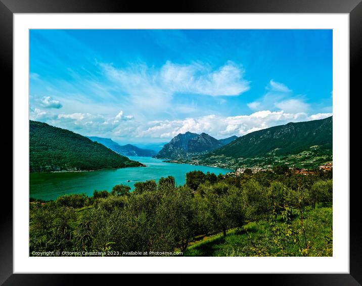 Outdoor lake and mountain in Italy Framed Mounted Print by Ottorino Cavazzana