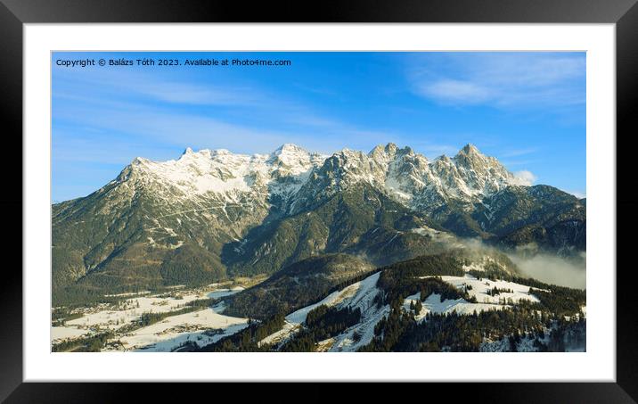 snowy mountain panorama in Tirol Framed Mounted Print by Balázs Tóth