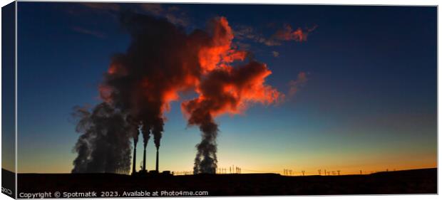 Sunrise Silhouette of Glen Canyon Power Station Arizona  Canvas Print by Spotmatik 