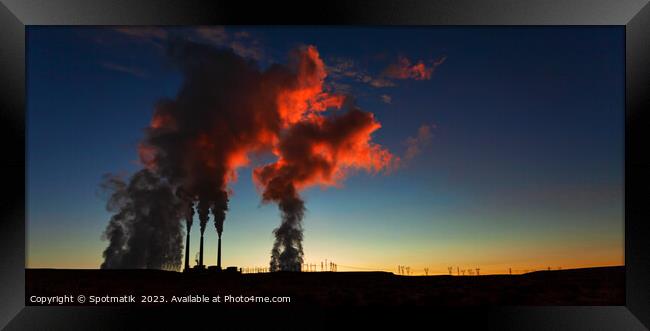 Sunrise Silhouette of Glen Canyon Power Station Arizona  Framed Print by Spotmatik 