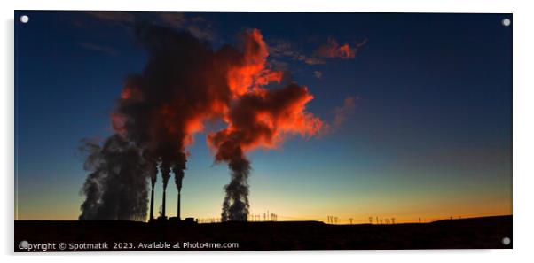 Sunrise Silhouette of Glen Canyon Power Station Arizona  Acrylic by Spotmatik 