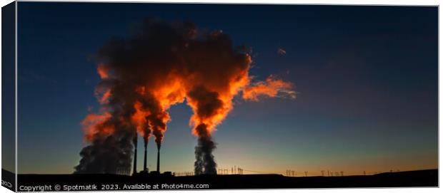 Power plant at sunrise Industrial complex Arizona America Canvas Print by Spotmatik 
