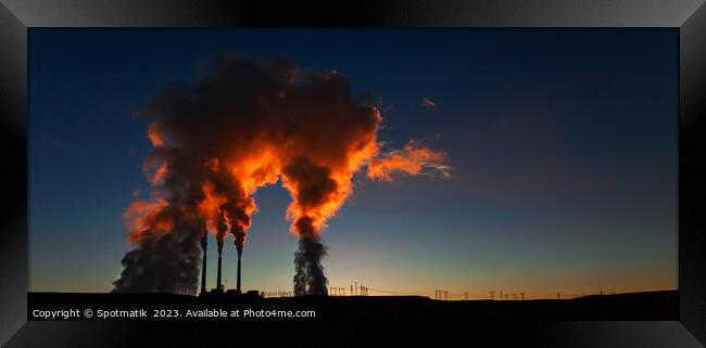 Power plant at sunrise Industrial complex Arizona America Framed Print by Spotmatik 