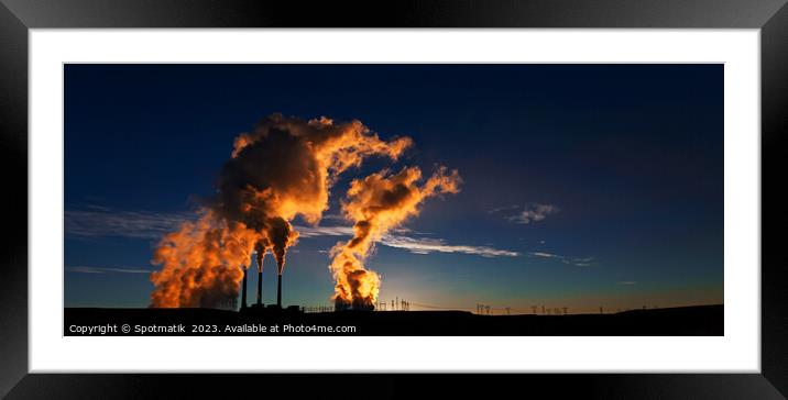 Dawn sunlight near Industrial power plant Arizona USA Framed Mounted Print by Spotmatik 